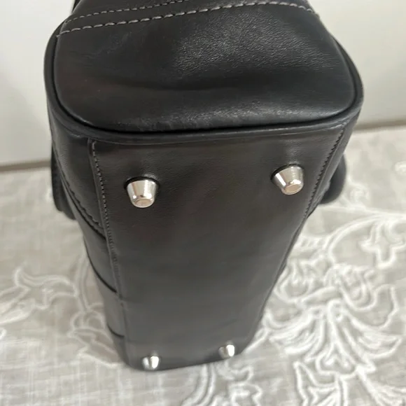 Coach Authentic EUC Hampton Smooth Black Leather Belted Detail Satchel Bag/COA - Picture 8 of 15